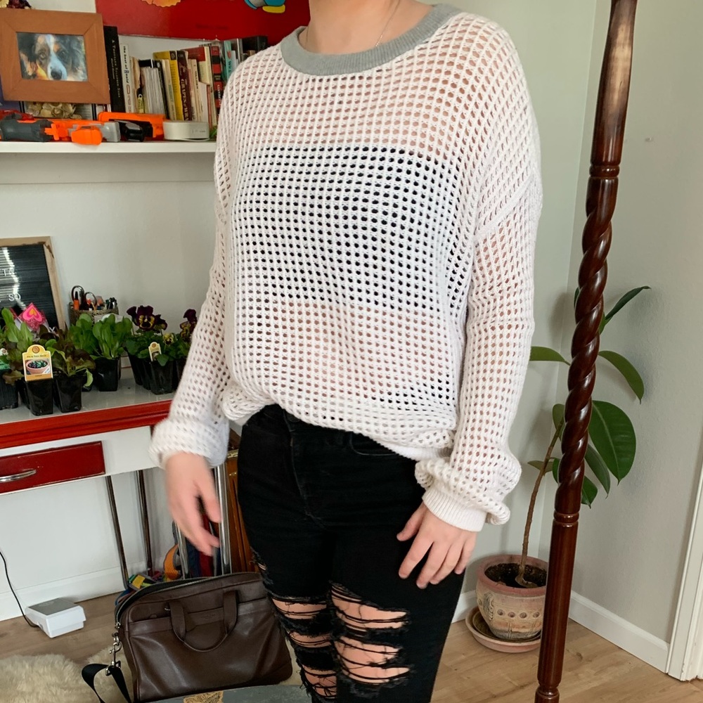 Leith Crochet Open Knit Sweater